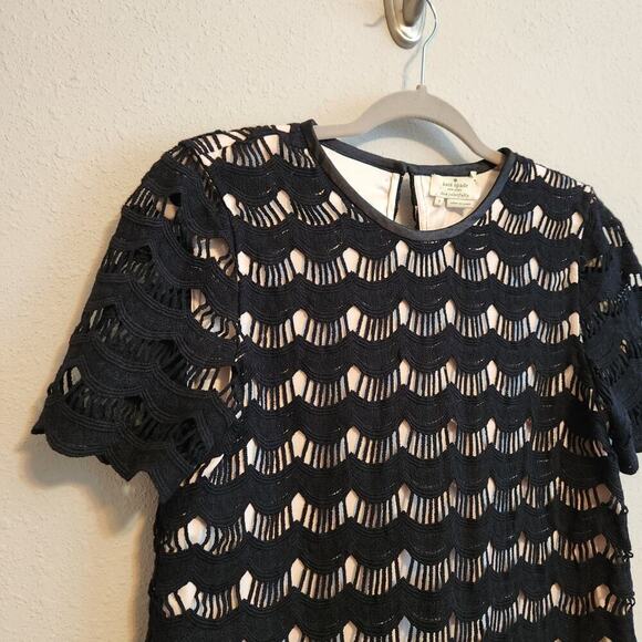 Kate Spade‎ Black Shanghai Scalloped Lace Blouse Size 2 - Picture 3 of 12